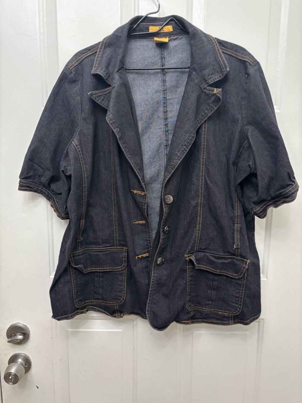 Dark Denim Short-Sleeve Jean Jacket - Women's